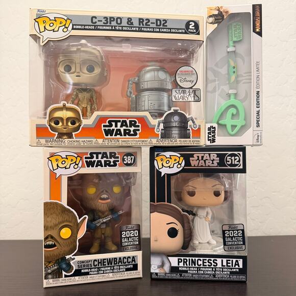 Funko Other - Star Wars Funko Pop Bundle Disney Parks C-3PO R2-D2 Chewbacca Leia